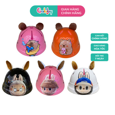 Mũ Bảo Hiểm Cho Bé Gabby Hình Nhân Vật Labubu, Capybara Siêu Thoáng Nhẹ Đầu