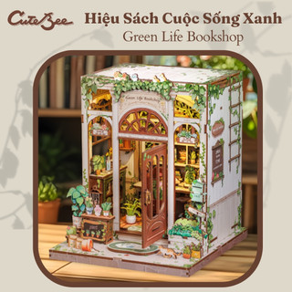 CUTEBEE mô hình gỗ Hiệu Sách Cuộc Sống Xanh DIY ngôi nhà búp bê Quà tặng trang trí sáng tạo tự làm