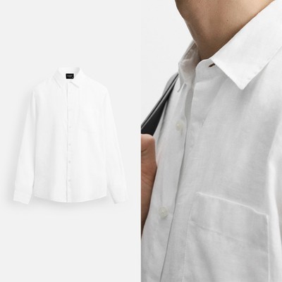 Áo sơ mi nam ROWAY vải linen, form regular | Dài tay linen
