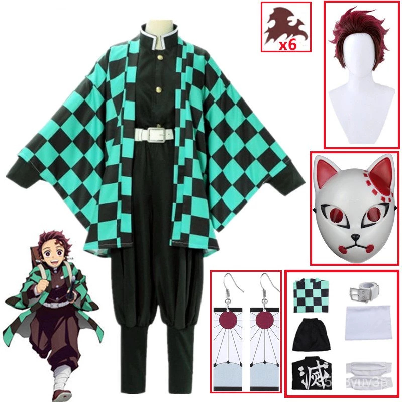 Tanjirou Kamado Cosplay Anime Demon Slayer Kimetsu No Yaiba Cosplay Trang phục Đồng phục Haori Kimon