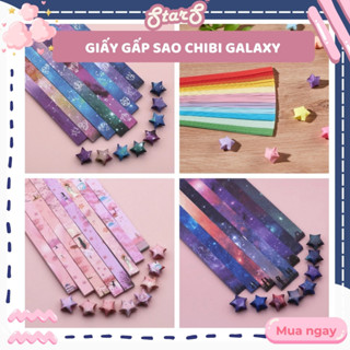 Giấy xếp sao chibi galaxy nhiều hình cute Giấy gấp sao 540 tờ