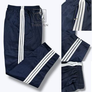 Quần thể dục học sinh nam nữ 3 sọc, size 25-100kg, Vảo cào, KHÔNG CO GIÃN, ống suông.