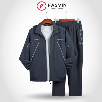 Bộ quần áo gió nam 2 lớp có mũ FASVIN BC24639.HN vải thể thao cao cấp lót vải thun hàng chính hãng