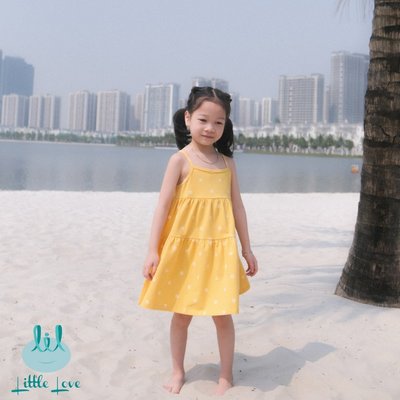 Váy hai dây cotton 2 tầng cho bé gái từ 5y đến 9y little love (KIDVAY01)