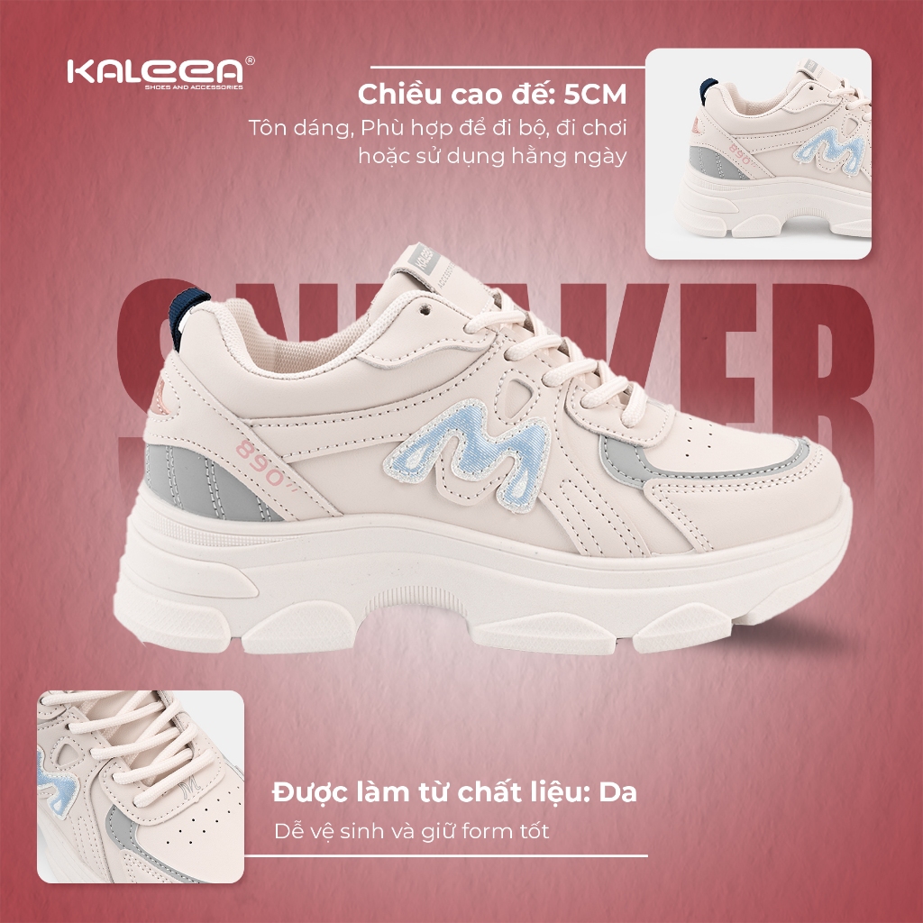 Kaleea - Giày Thể Thao, Giày Sneaker Nữ Độn Đế Thoáng Khí Thoải Mái Cao 5cm - T154