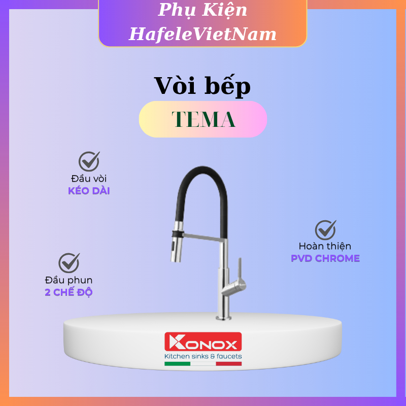 Vòi Rửa Bát Konox Tema Black/Chrome/Nickel đẹp bền - PKHVN