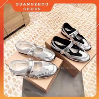 625 Giày búp bê nữ quai dán dáng ballet màu bạc phối lưới hàng QCCC fullbox