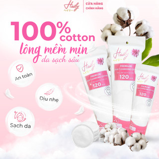 [100% COTTON] Combo 3 Bông Tẩy Trang HAILY Mềm Mịn Không Xơ Bông Cao Cấp 120 Miếng
