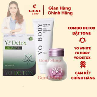 Viên uống Yo White 80 Trắng Da kèm Kem Yo Body và Yo Detox Chính Hãng B.O.T Nâng Tone Trắng Sáng Đều Màu Thanh Lọc