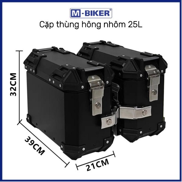 Thùng hông nhôm 25L, Cặp thùng hông nhôm 25L chính hãng mbiker