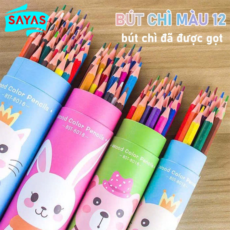 (1 Hộp) Bút Chì Màu 12 / Viết Chì Màu / Ống Chì（Bút Chì Đã Được Gọt） (Giao Màu Vỏ Lon Ngẫu Nhiên )