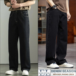 Quần Bò Nam Đen Ông Suông ĐT01 Dáng Baggy Jean Nam màu Đen Smoke Ống Rộng Chất Demin Phong Cách Hàn Quốc Top 2025- Elmen