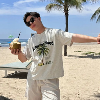 Áo thun Unisex Boxy Summer Mood hoạ tiết cây dừa vibe biển hot trend Sixhuman - HMT012