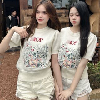 Áo len thêu hoạ tiết nổi chữ đỏ siêu xinh, cao cấp AD41