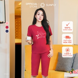 Bộ mặc nhà cotton compact SUNFLY áo cộc quần ngố ST9303