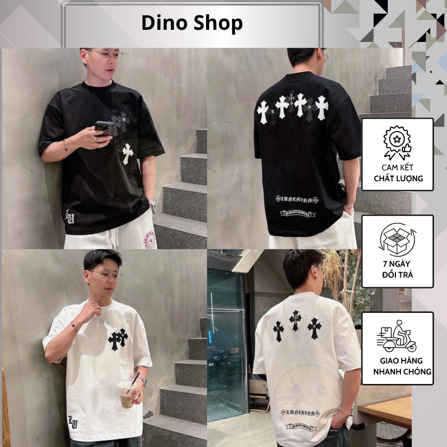 Áo Phông Nam Chrome Thêu Logo Chữ Thập Cực Đẹp - Áo Phông Chrome Thêu Logo Cao Cấp