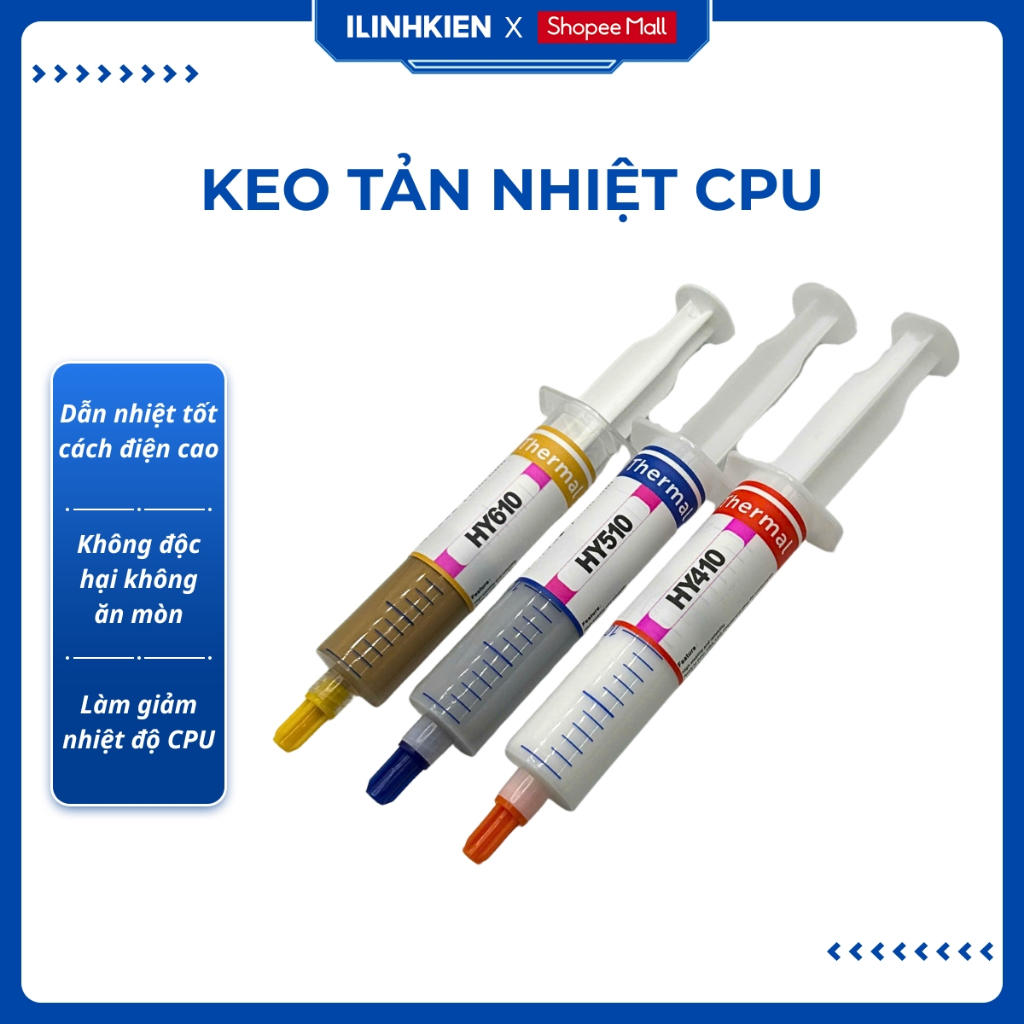 Keo tản nhiệt CPU Halnziye HY510 HY610 làm mát laptop ống chích nhỏ loại tốt ilinhkien