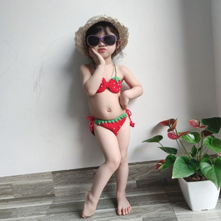 Bikini đi biển cho bé yêu hình qua dâu xinh - Dương liễu handmade