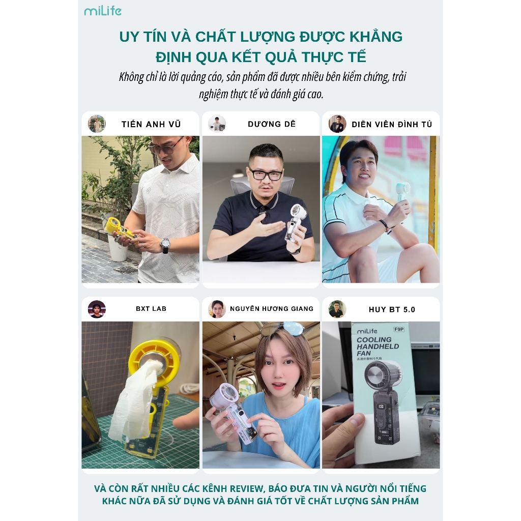 Quạt cầm tay băng lạnh100 cấp độ gió miLife F9P/ F11/ F16/ K75 | BigBuy360 - bigbuy360.vn
