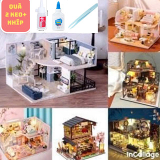 Mô hình nhà gỗ búp bê DIY - L032 và nhiều mẫu- TẶNG 2 Keo + Nhíp