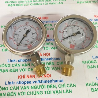 Đồng Hồ Đo Áp Suất Dầu đo áp suất Mặt 63mm (KÈM LƠ CHUYỂN ĐỔI REN) ẢNH THẬT