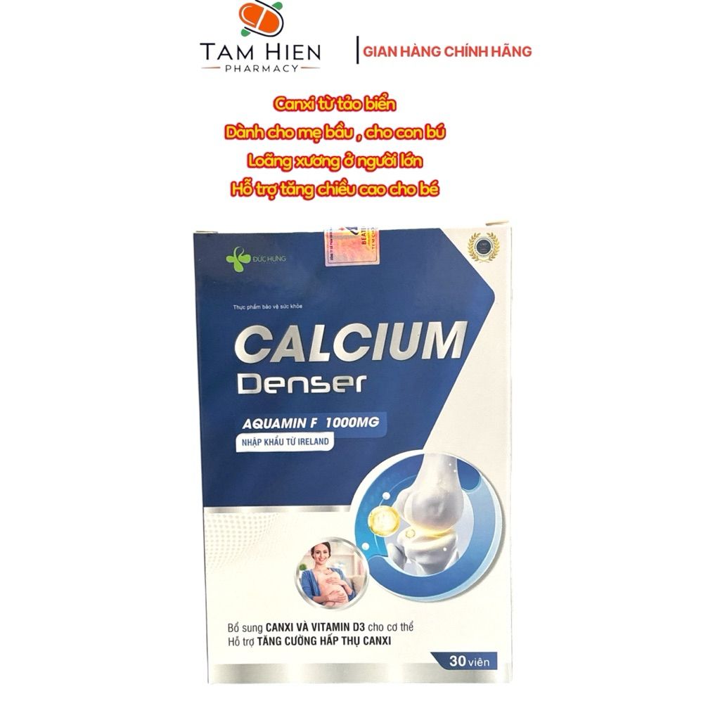 Canxi D3K2 hữu cơ tảo biển tăng chiều cao cho bé bà bầu phụ nữ người lớn CALCIUM DENSER lọ 30 viên