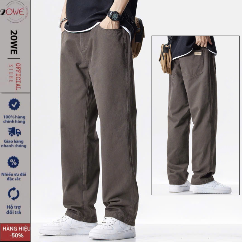 Quần jean Nam ống suông rộng SN01 Màu Nâu dáng baggy chất Demin dày dặn cao cấp 20WE style hàn quốc 2025 | BigBuy360 - bigbuy360.vn