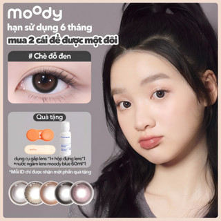 [lens moody 6 tháng dòng kinh điển - 01 chiếc] Kính áp tròng 6 tháng moody màu Chè đỗ đen nâu/đen tự nhiên, có độ cận 0-7, độ giãn tròng 14.0 – 14.5mm