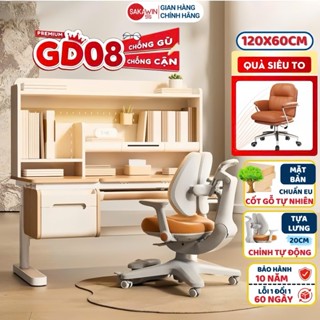 [MẪU MỚI 2026] Bộ bàn học cao cấp Sakawin Premium GD08 Cốt gỗ tự nhiên Chống gù chống cận hiệu quả Kích thước 120cm