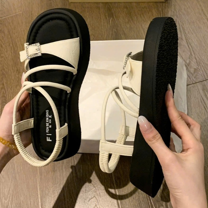 [Dép quảng châu] Dép sandal nữ dây fullbox s1902 đế cao êm chân sang chảnh - Dép quai hậu store cao 