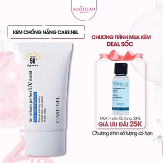 Kem Chống Nắng Care:Nel No Sebum Perfect UV Shield Trắng Sáng Da SPF50+/PA++++ 50ml TẶNG Khăn Giấy Hannah Seyo