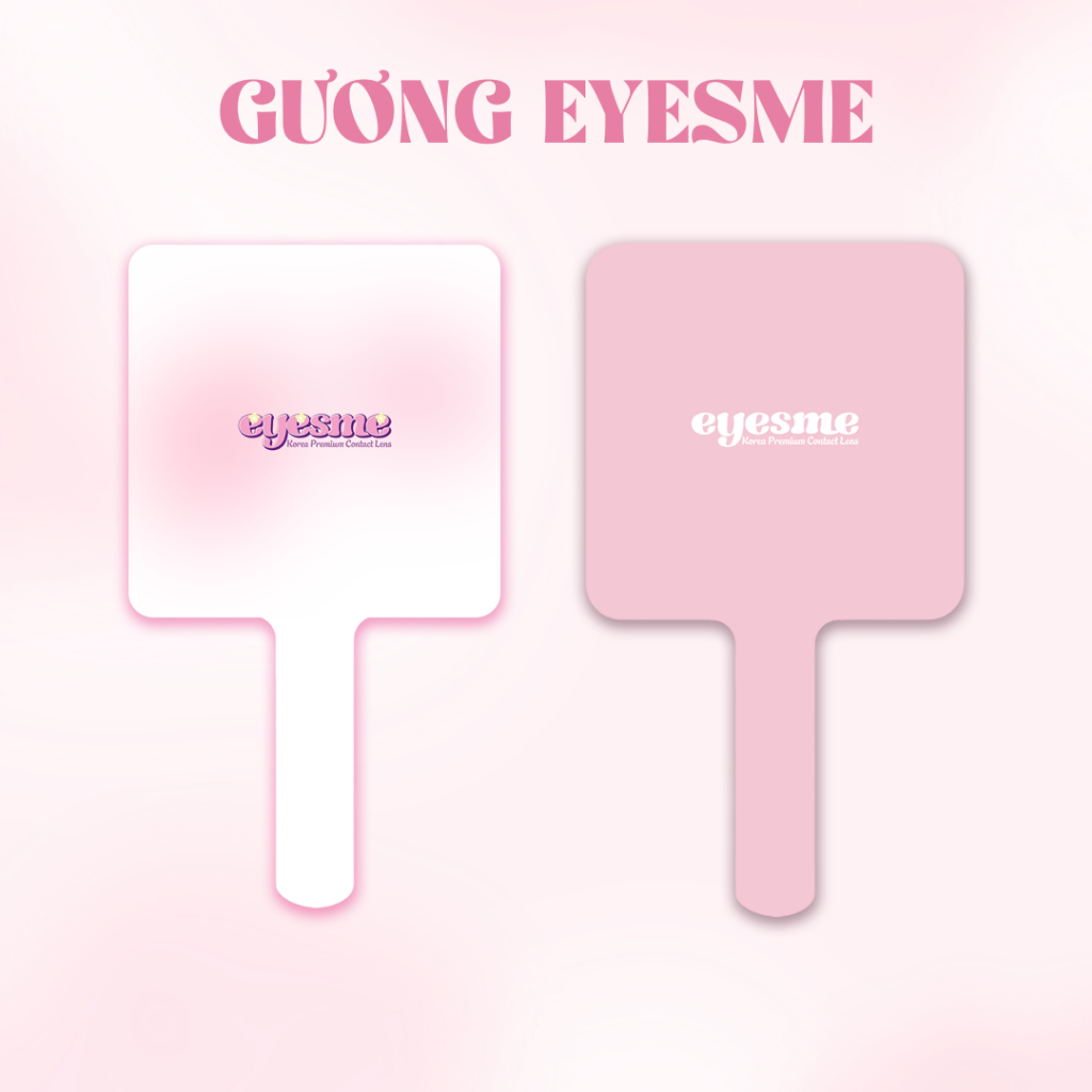 Gương Eyesme - Dụng cụ hỗ trợ đeo kính áp tròng, trang điểm, gương cầm tay hình vuông xinh xắn