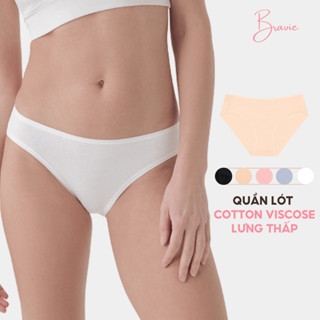 Quần Lót Nữ Bravie Cotton Viscose Cao Cấp Màu Trơn Lưng Thấp Co Giãn Thoải Mái, Thấm Hút Mồ Hôi BQ110