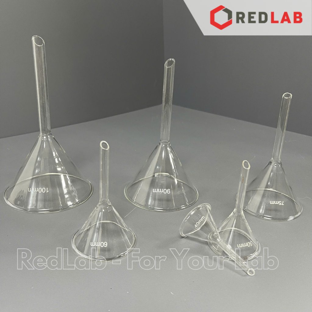 Phễu thủy tinh ONELAB Ø 40 50 60 75 90 100 mm, dùng chiết rót dung dịch, mẫu thí nghiệm, hương liệu, có VAT