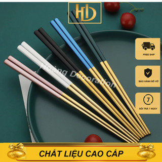 đũa inox chống trơn. Đũa inox 304 mạ vàng đủ màu, sang chảnh cao cấp đầu đũa tiện laser chống trơn.