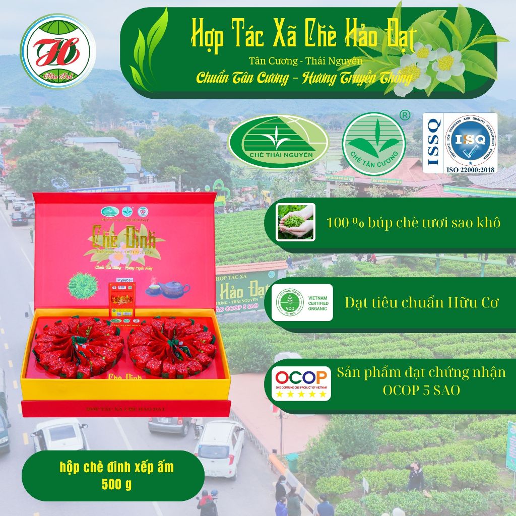 Hộp 2 ô chè đinh ( 500g chè )  HTX Chè Hảo Đạt - Tân Cương - Thái Nguyên