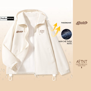  Áo Khoác Gió Nam Nữ Mũ Cao Cấp 2 Lớp PEABOO Mã Mine Bird In Hình Chống Nước Chống Nắng Form Rộng Kiểu Dáng Unisex 