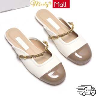  Giày big size Giày Sục Nữ Quai Ngang Xích Mũi Tròn 1589 size 35-43 Giày Búp Bê Có Quai Ngang Đế Cao Su Chống trơn 