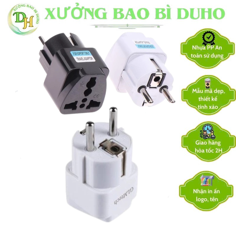 Phích cắm điện chuyển đổi ổ 3 chấu thành 2 chấu - chuyển đổi sạc 3 chân đầu nối ổ cắm 3 cực đa năng#
