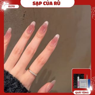 Đ270 Móng tay giả NGẮN bộ 30 móng form oval sơn gel mắt mèo nail tinh tế nail giả làm nail nail nghỉ hè 