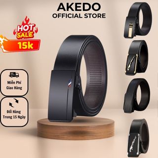 Thắt lưng nam da cao cấp, dây lưng nam mặt khóa tự động sang trọng, nịt da màu đen AKEDO