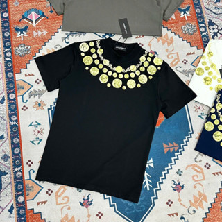 Áo phông nam nữ Premium Cotton PB in hoạ tiết hoa văn hình đồng xu quanh cổ hai mặt boy phố AP636P