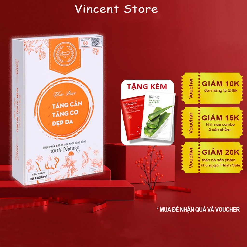 Tăng cân VINCENT Chính Hãng hiệu quả an toàn hộp 30 viên