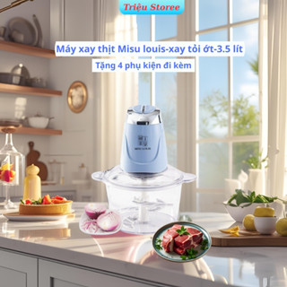 Máy xay thịt cối thủy tinh Misu Louis MS-002,Dung tích 3.5 lít Xay thực phẩm,Lưỡi dao inox 4 cánh