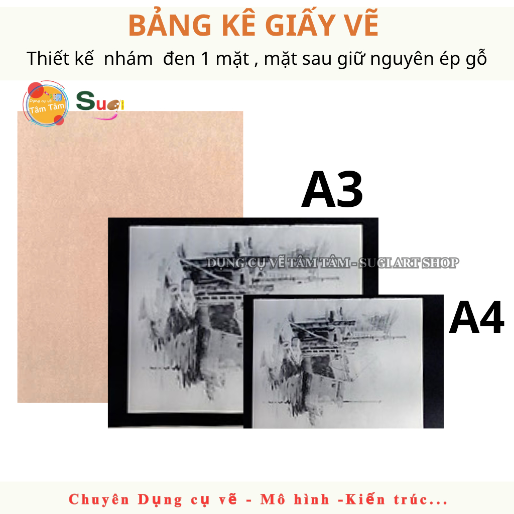 Bảng kê giấy A3 , bảng kê giấy A4 , bảng vẽ, bảng để lót giấy vẽ [ Sugi Art ]