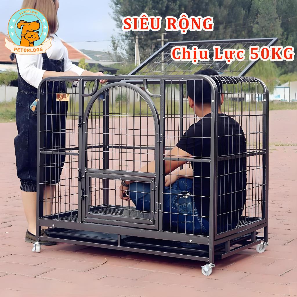  🐶Petorldog😸Chuồng Chó Lồng Chó Nan Ống Cao Cấp Có Bánh Xe Tặng Khay Dễ Di Chuyển Cho Chó Mèo Lớn 
