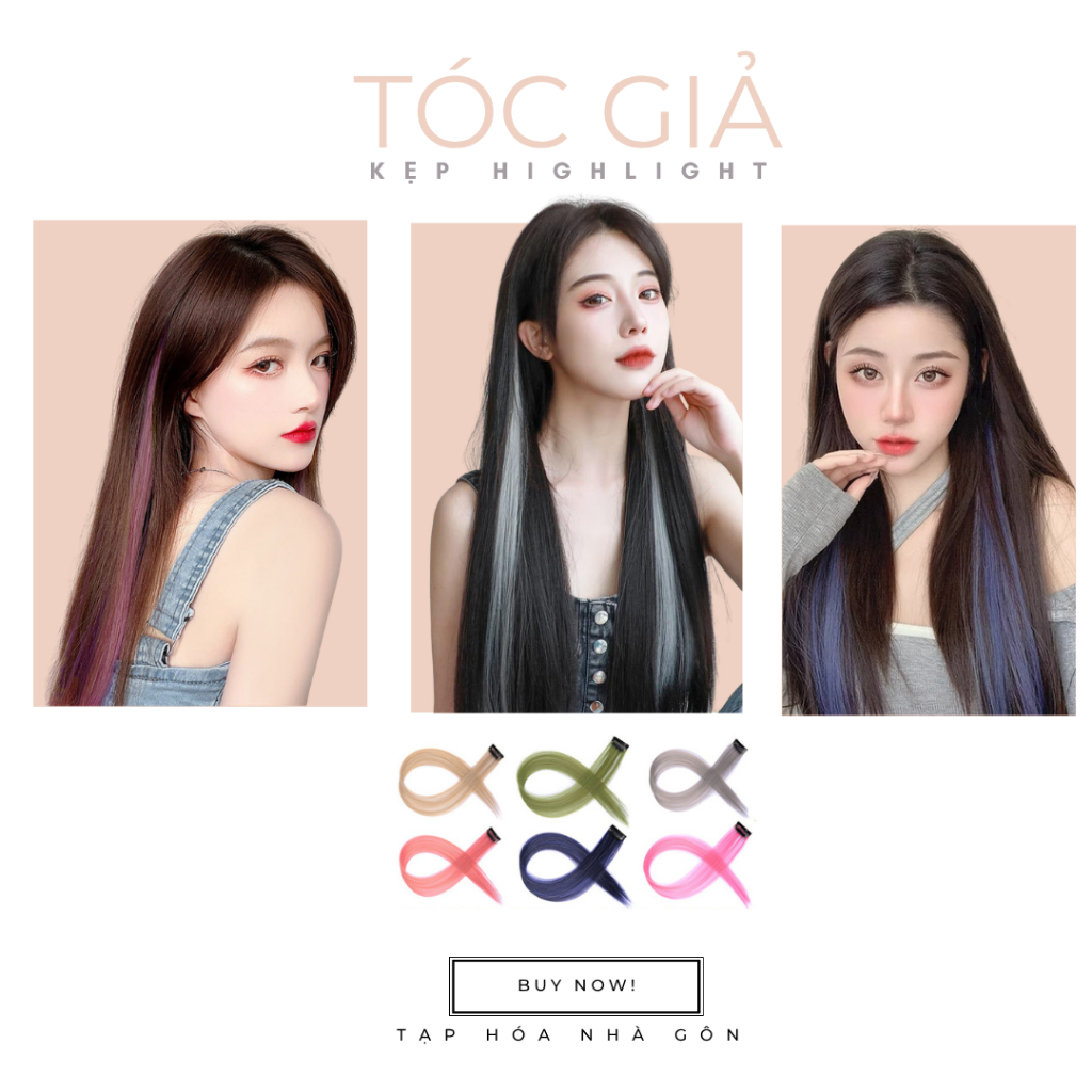 Tóc Giả Kẹp highlight 1 kẹp, dài 55cm
