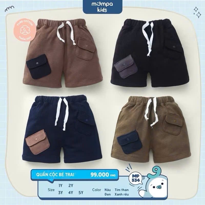 [Mompa] Quần đùi lẻ bé trai phối túi Mompa Kids chất cotton mềm mịn thấm hút Bunny Kids Shop mẹ Thỏ 