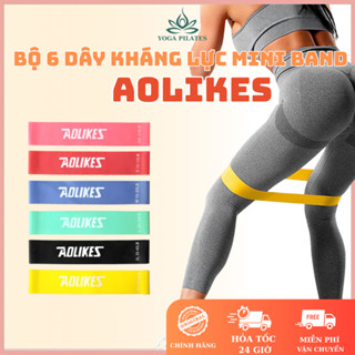 Bộ 6 dây kháng lực Mini band cao su Aolikes tập mông đùi, chân và tăng cơ lực sút cổ chân đá bóng
