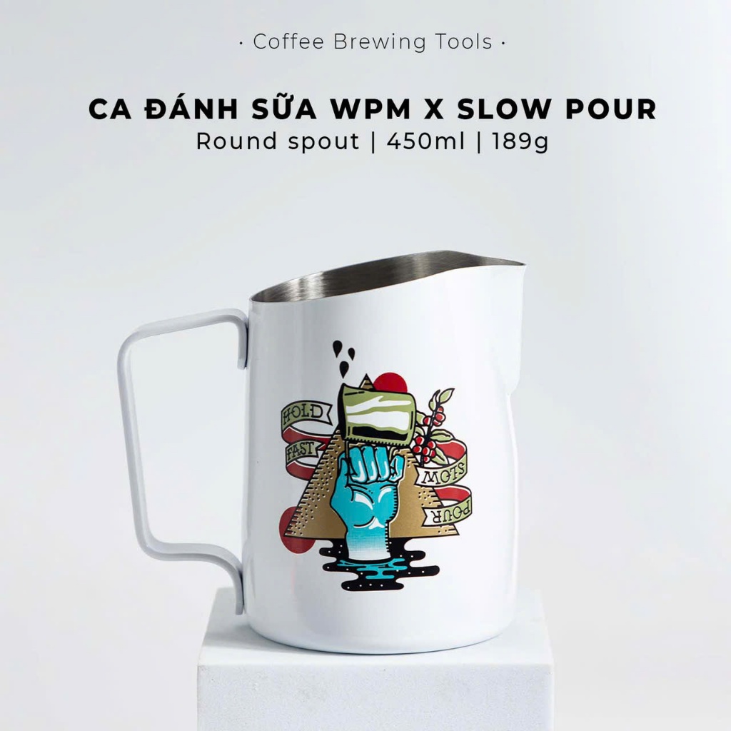 Ca Đánh Sữa Latte Art WPM x Slow Pour 450ml Round Spout